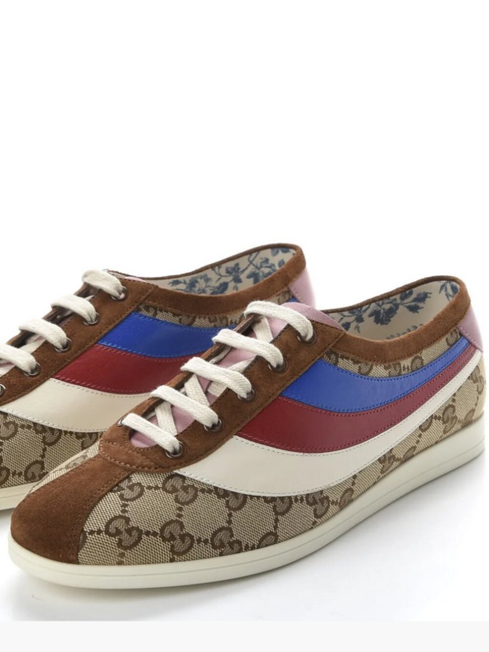 GUCCI Suede GG Supreme Monogram Web Women's Falacer Sneakers - Picture 3 of 10